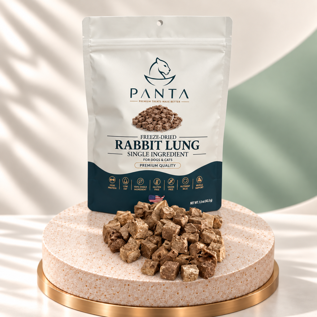 Rabbit lung treat bag included in the Pawfect Treat Trio Box