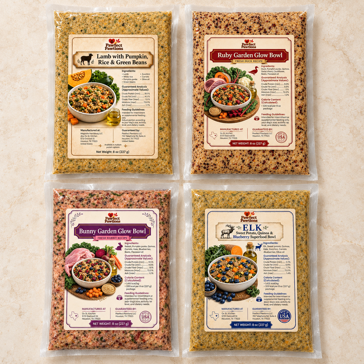 Pawfect Pawtions exotic fresh meal selection