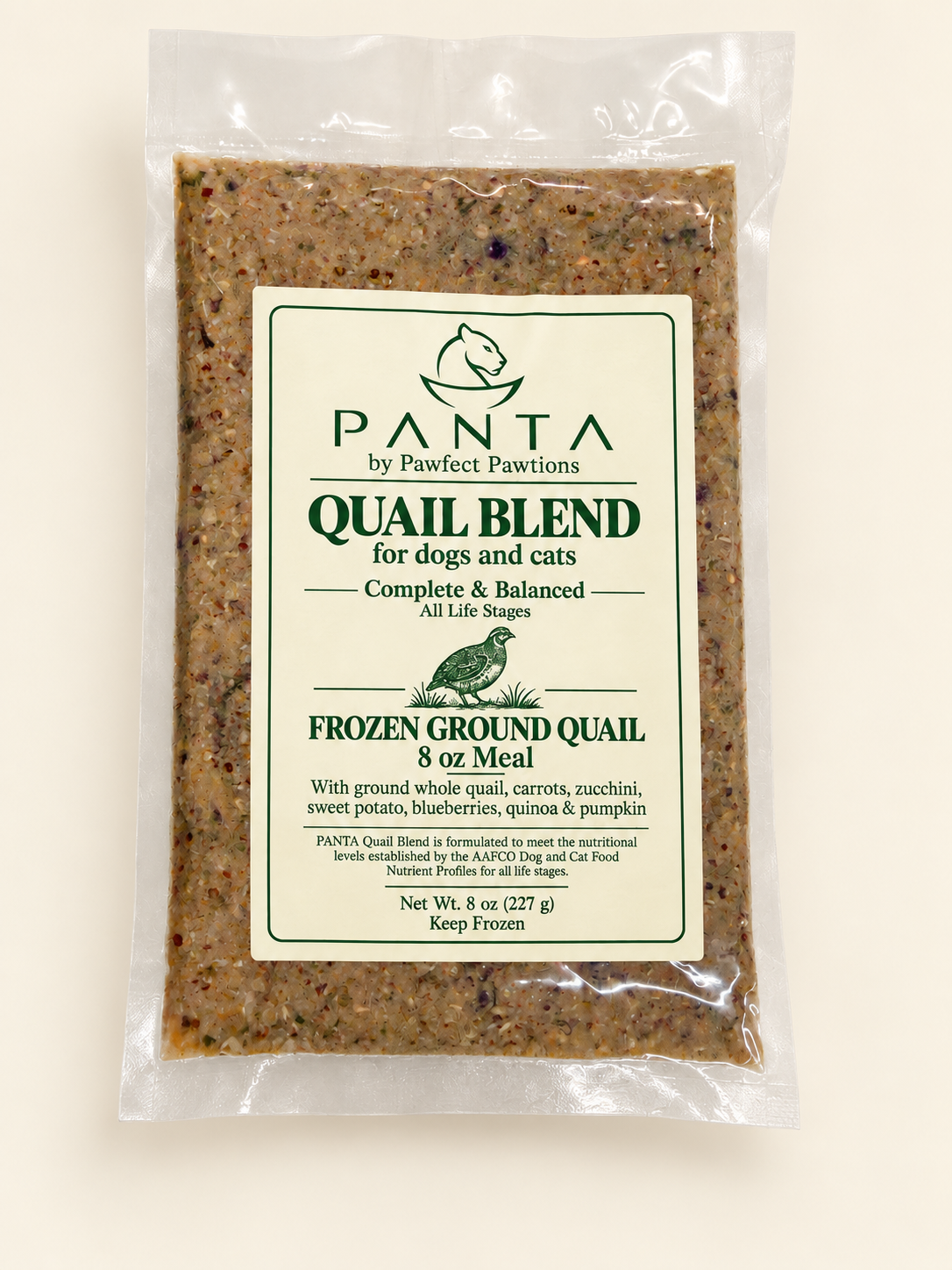 Quail meal in an 8 oz bag